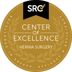 seal showing an SRC Accreditation for a Center Of Excellence in Hernia Surgery