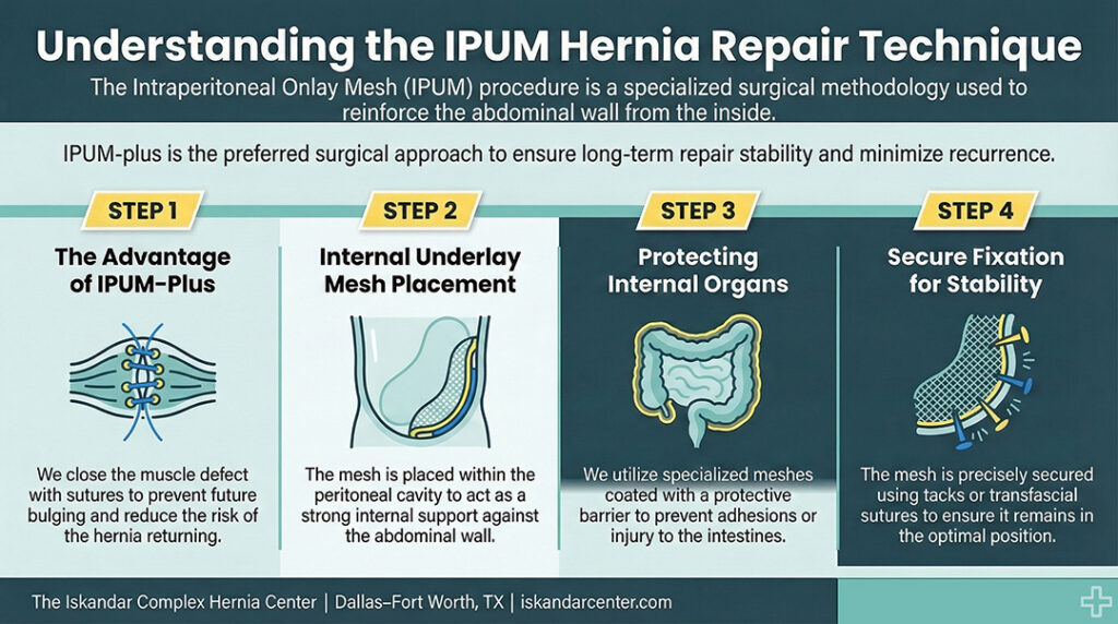 Intraperitoneal Underlay Mesh (IPUM) Repair